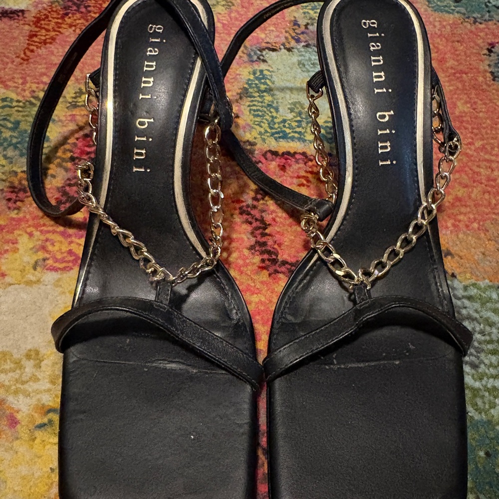 Gianni Bini Black Chain Strap Sandals